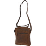 Tablet Friendly Small Vintage Leather Body Bag Tan: Patty