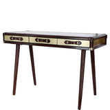 Luxury Real Leather 3-Drawer Desk Chestnut: LF-154