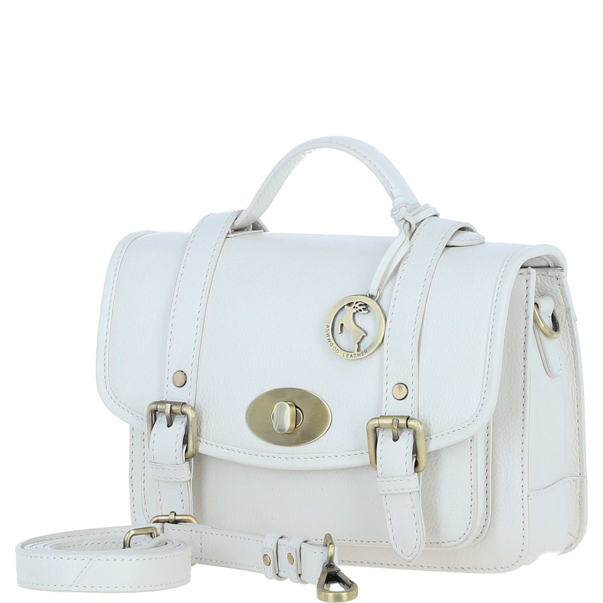 Stylish Ashwood Leather Large Satchel Bag White: Y-63
