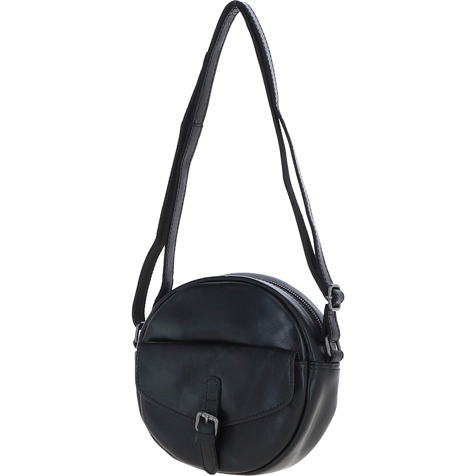 Ashwood Leather Round Crossbody Bag Black: P-66