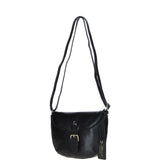 Leather Flap-Over Crossbody Bag Black: Violet