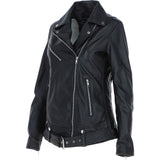 Ashwood Ladies Leather Longline Biker Jacket Black: LONG LINE BIKER