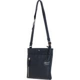 Exquisite Genuine Leather Crossbody Flat Bag with Golden Accents Black: 64255