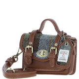 Ashwood Leather & Harris Tweed® Cloth Micro Satchel Bag with Twist Lock Tan/McLoad:TW-36-02-TM