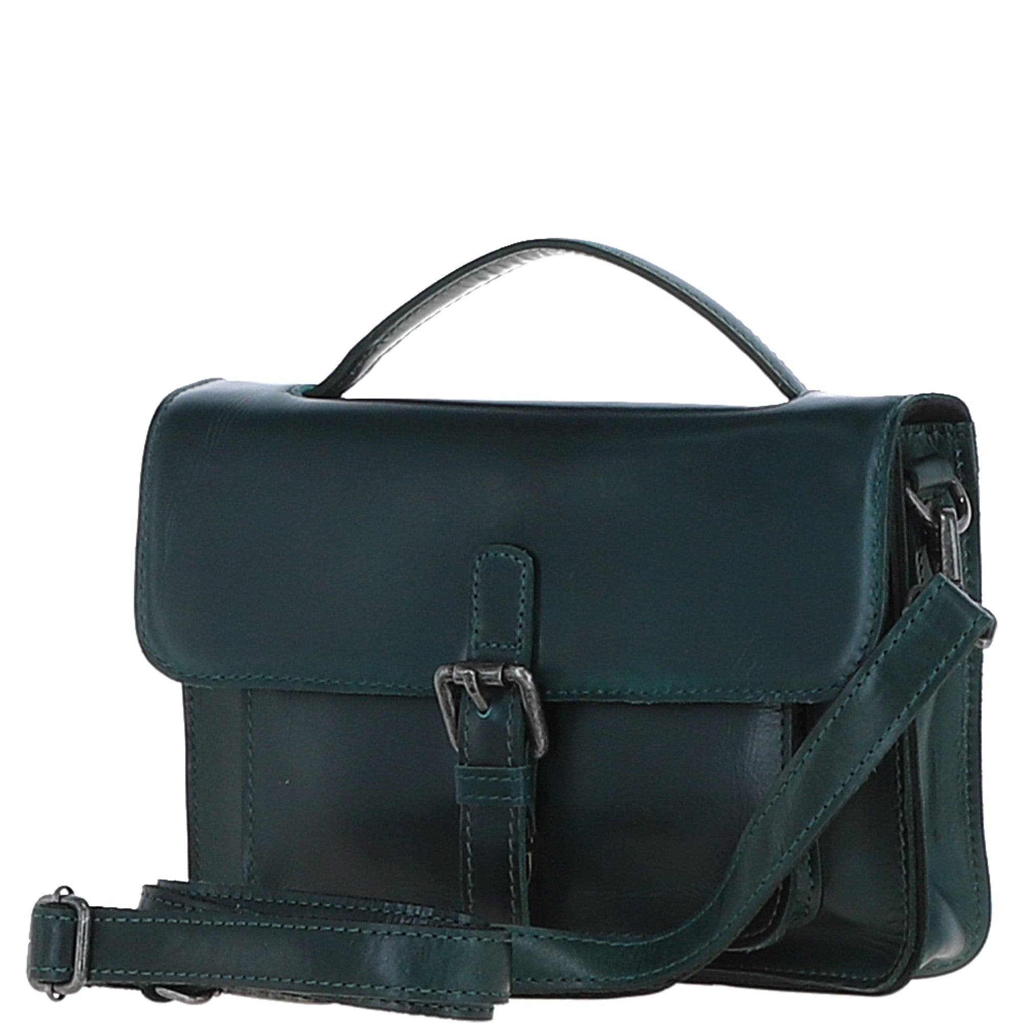 Ashwood Leather Medium Crossbody Satchel Bag Green: P-62