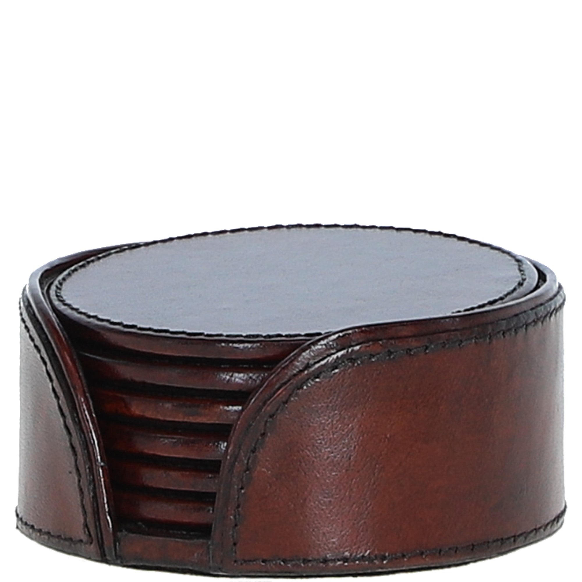 Ashwood's Premium Leather Round Coaster Chestnut: LF-159