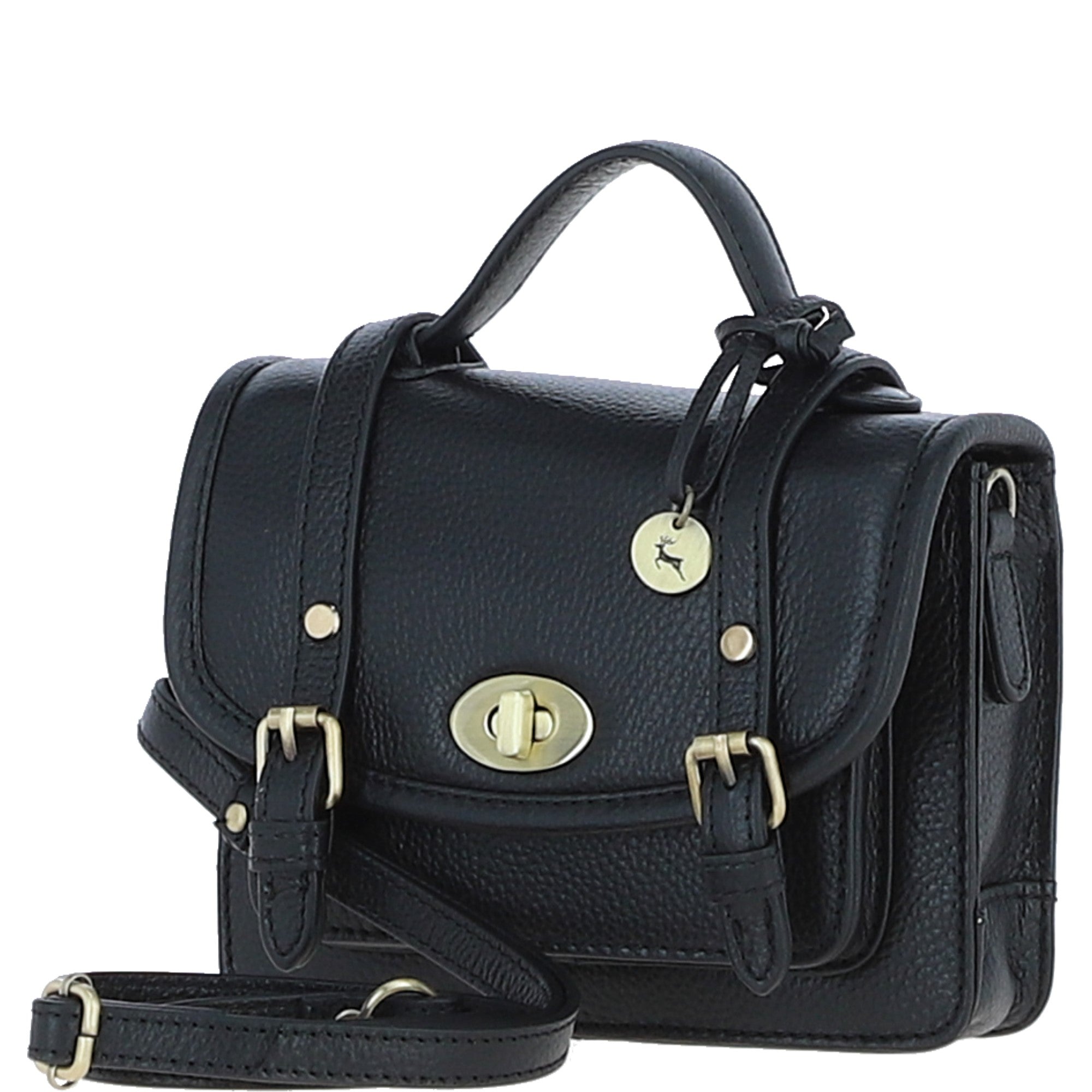 Stylish Ashwood Leather Small Satchel Bag Black: Y-61