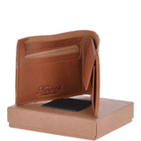 Mens Luxury 3 Card Note Leather Wallet With Coin Section Tan: 2003