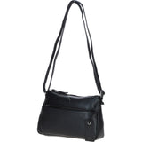 Compact Zip-Closure Leather Crossbody Bag Black: Belfast