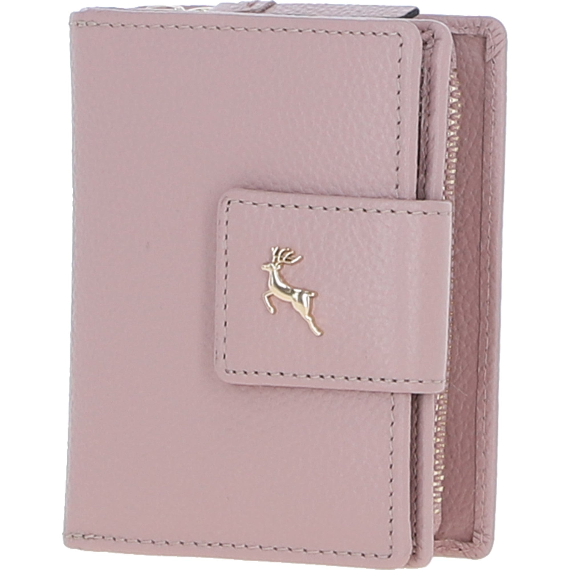 Ashwood Leather RFID Secure Wallet/Purse with Zip and Stud Closure Wood Rose: X-30