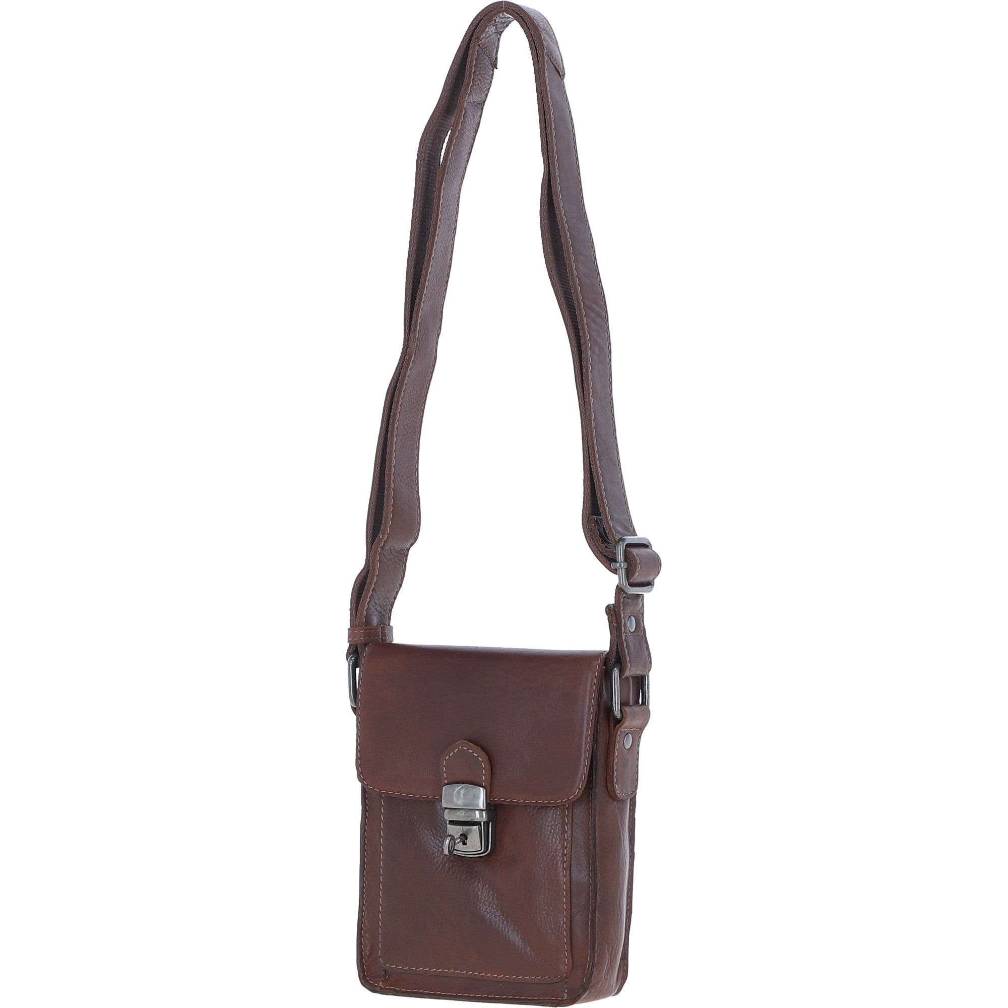 Ashwood Leather Men's Buckle Crossbody Bag Chestnut: S-60