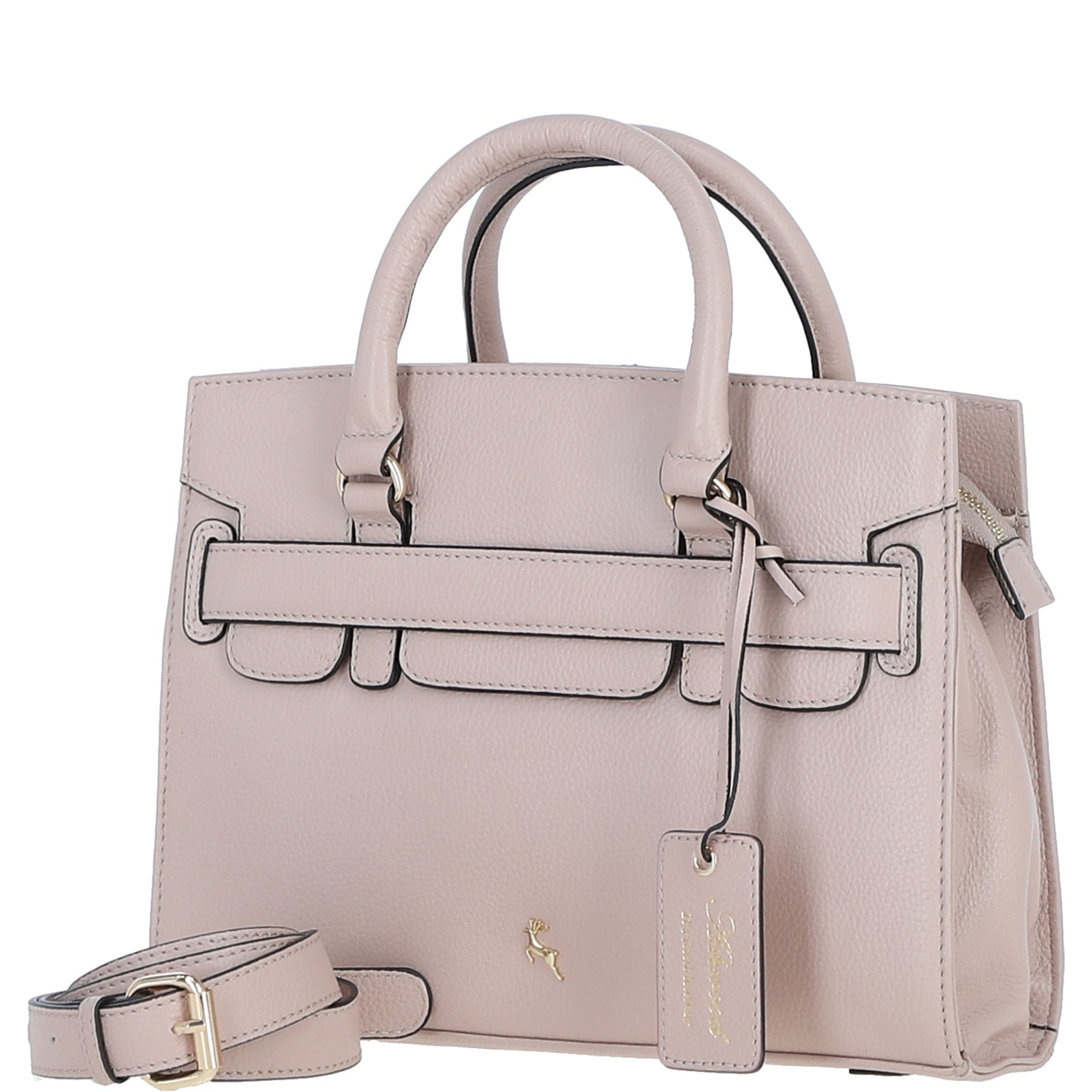 Ashwood Leather Handbag with Detachable Crossbody Strap Beige: 64747