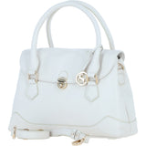 Premium Leather Shoulder Bag with Detachable Crossbody Strap White: Y-56