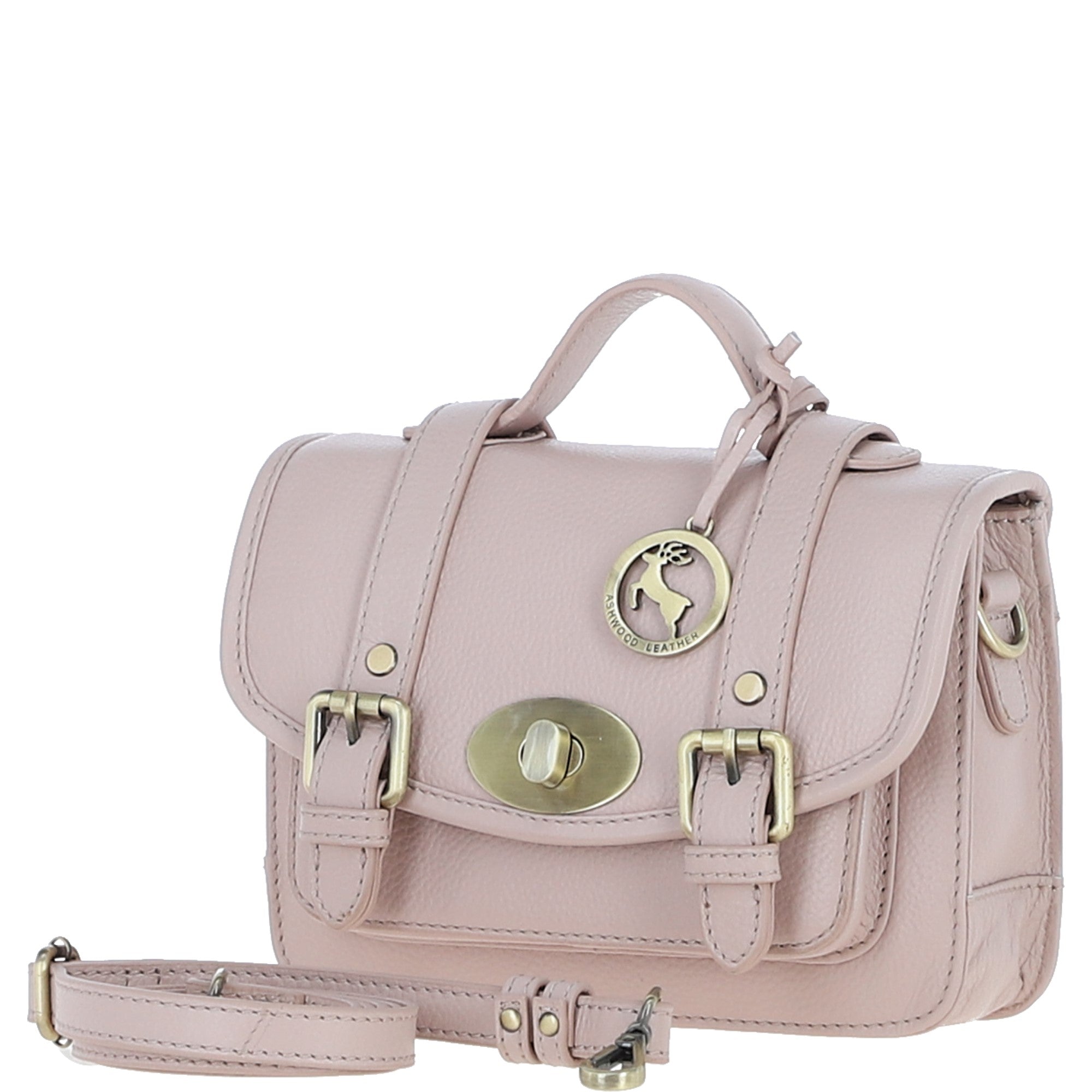 Stylish Ashwood Leather Medium Satchel Bag Beige: Y-62
