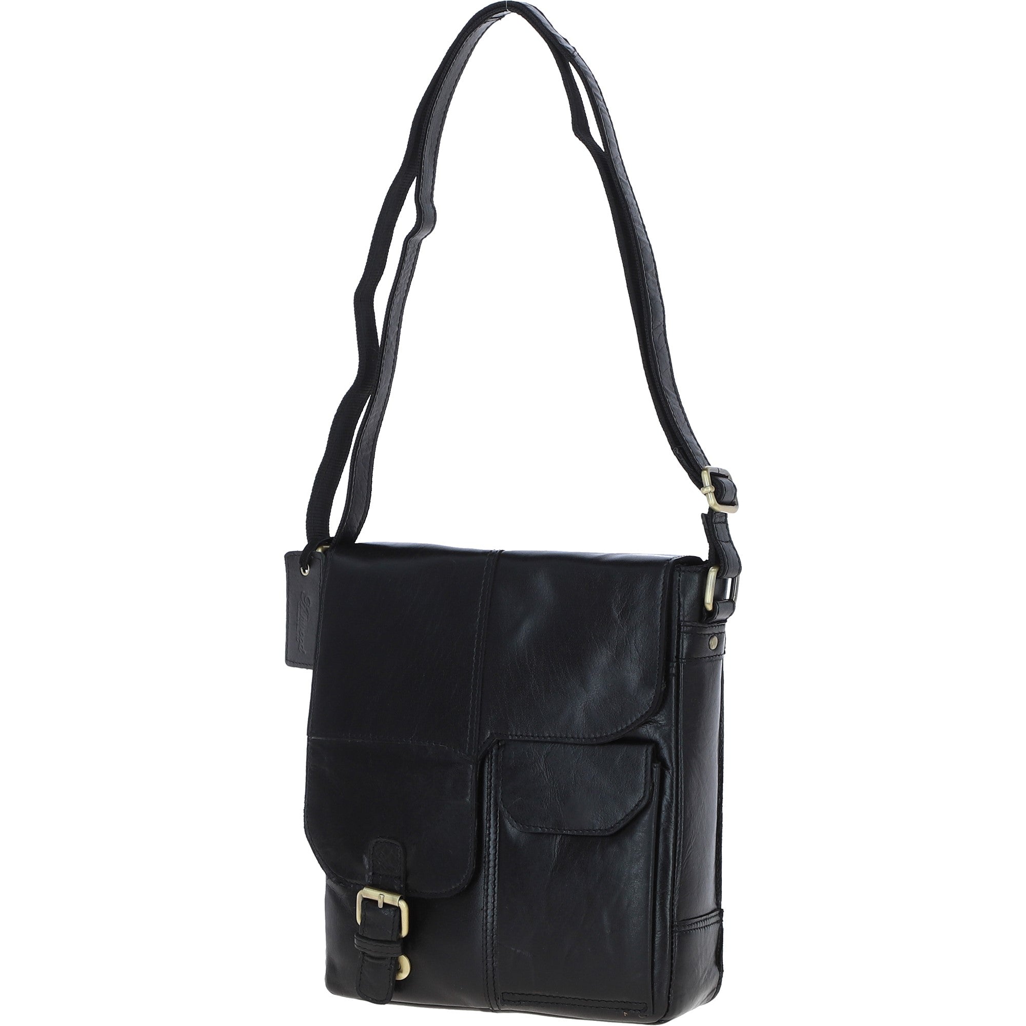 Elegant Ashwood Leather Unisex Crossbody Bag Black: G-19