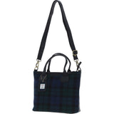 Versatile Ashwood Leather & Harris Tweed® Cloth Shoulder Bag Black/Watch: TW-22-03-BW