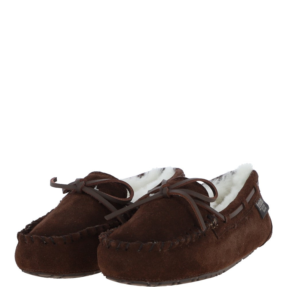 Women's Classic  Suede Sheepskin Moccasin Slippers Brown: LADIES MOCCASSINS