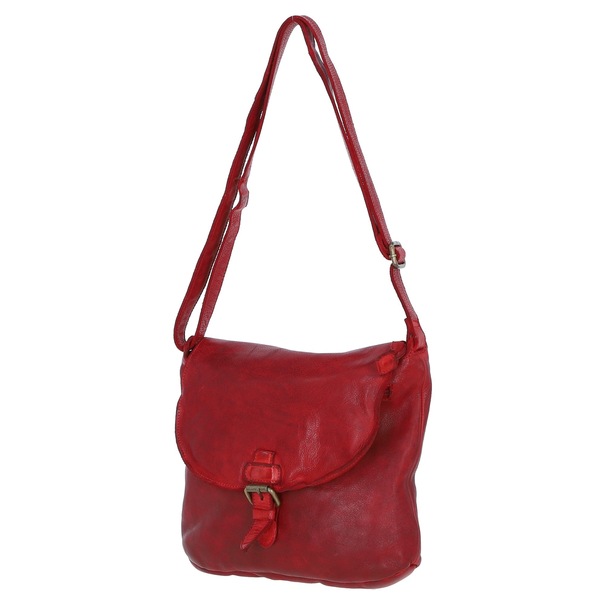 Tablet Friendly Medium Vintage Leather Bag Red: D-91