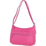 Leather Shoulder Bag with Zip & Magnetic Pocket Hot Pink: Meath