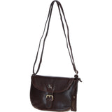 Leather Flap-Over Crossbody Bag Brown: Violet