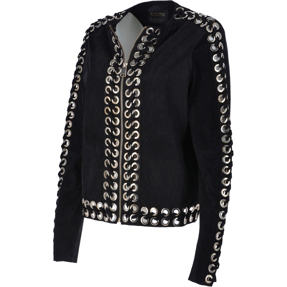 Suede Leather Jacket Black: 50634