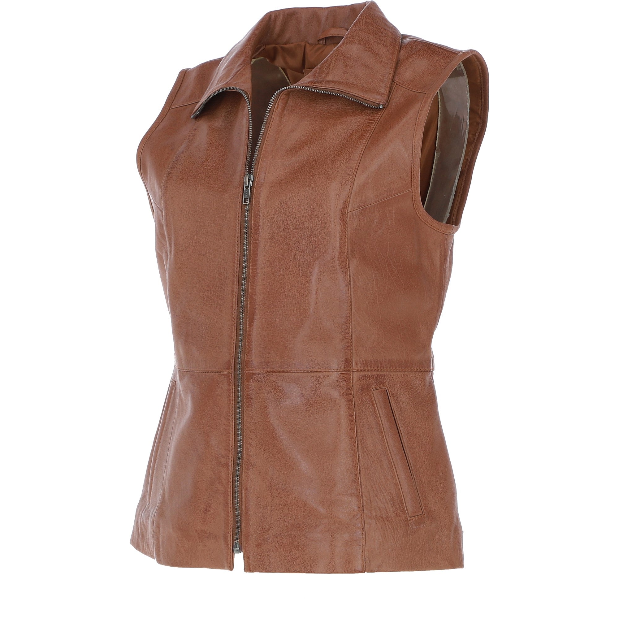Women's  Leather Gilet Tan: FO-GILLET 1