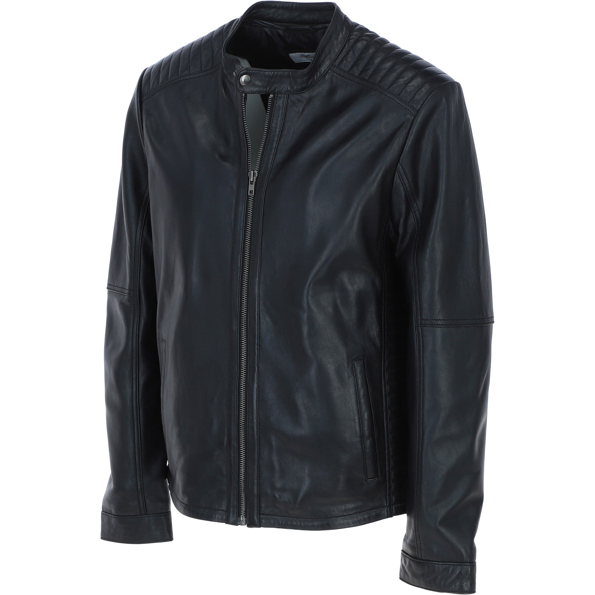 Ashwood Leather Mandarin Collar Men's Biker Jacket Black: e-16110