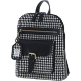 Exquisite Ashwood Leather & Harris Tweed® Cloth Backpack Black/White: TW-25-012-BW
