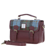Ashwood Leather & Harris Tweed® Cloth Satchel Bag Wine/Mcload: TW-68-17-WM