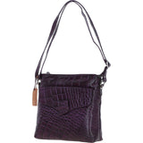 Ashwood Leather Croc-embossed Crossbody X Shoulder Bag for Woman Purple: 79651