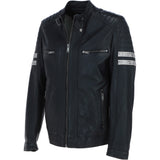 Men's Real Leather Biker Jacket With Stitch Detailings Black: AWM-NOVA2