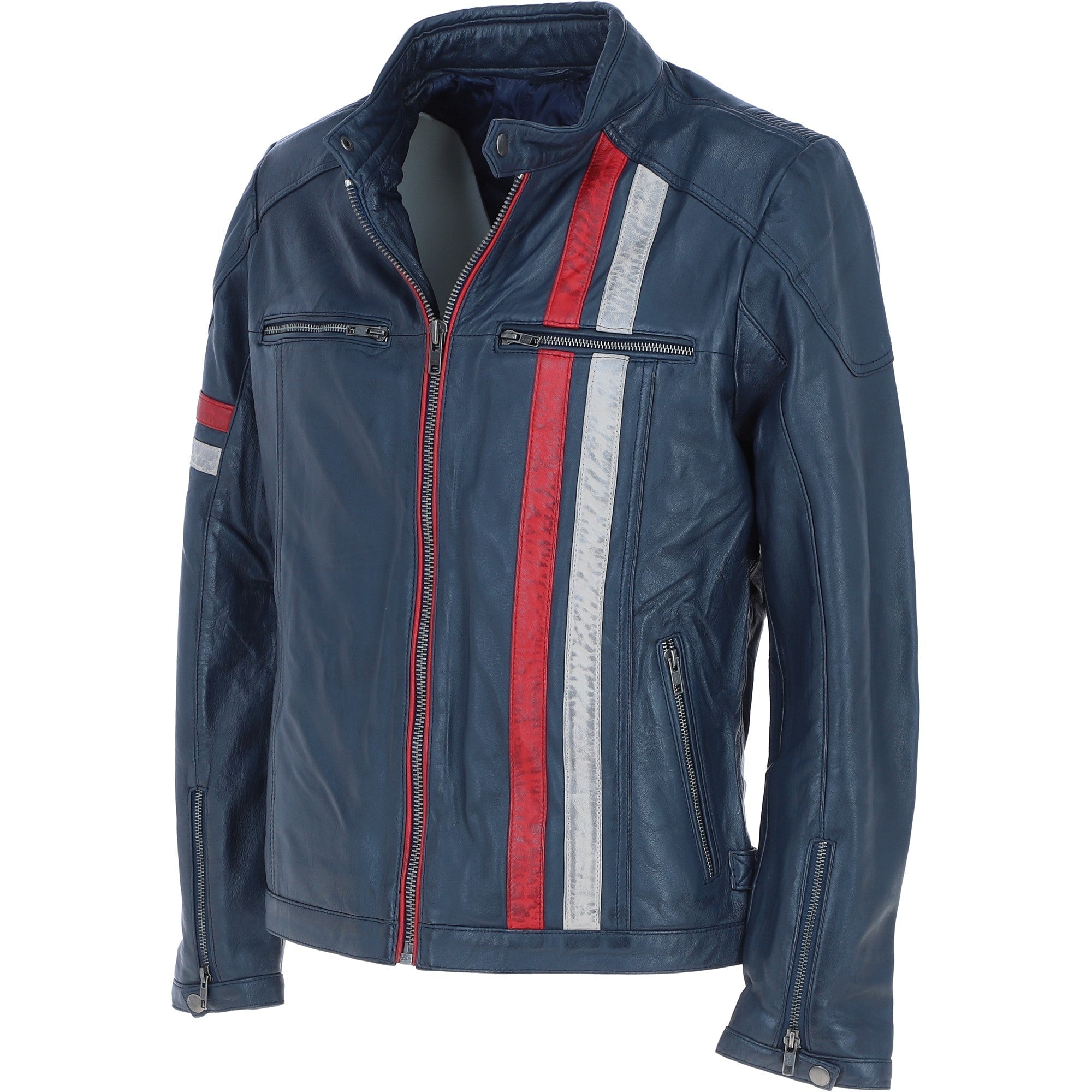 Leather Biker Jacket Navy: 2483