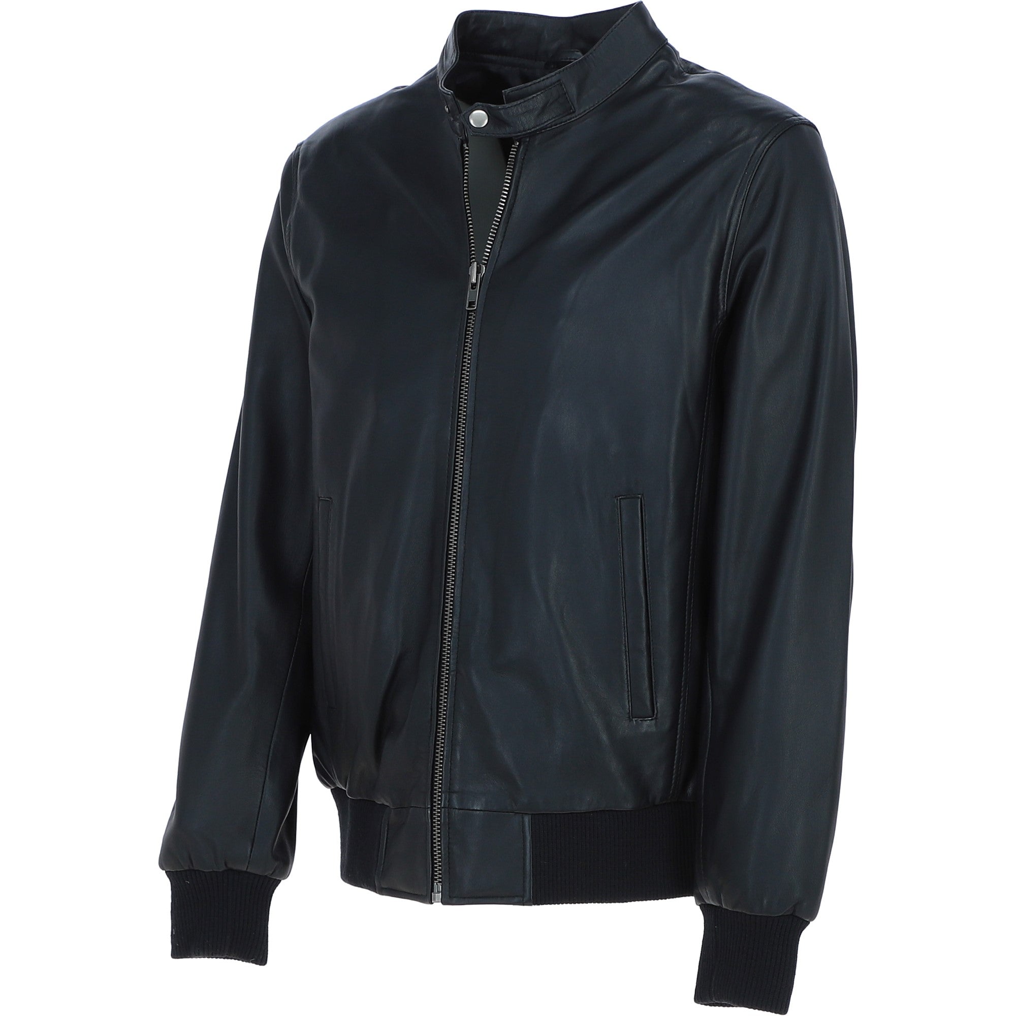 Men's Real Light Weight Leather Regular Fit Bomber Jacket Black: G Bomber