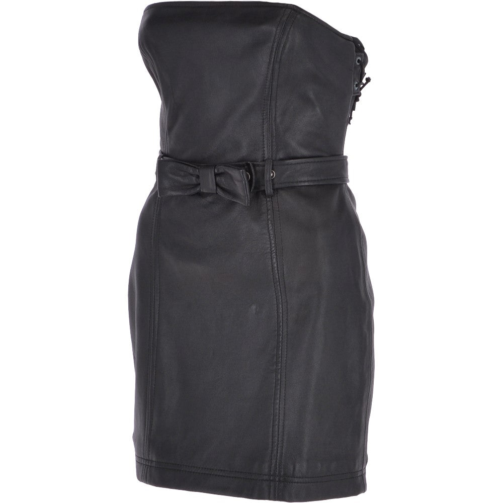 Women's Leather Bandeau Mini Dress Black: BOOBTUBE DRESS