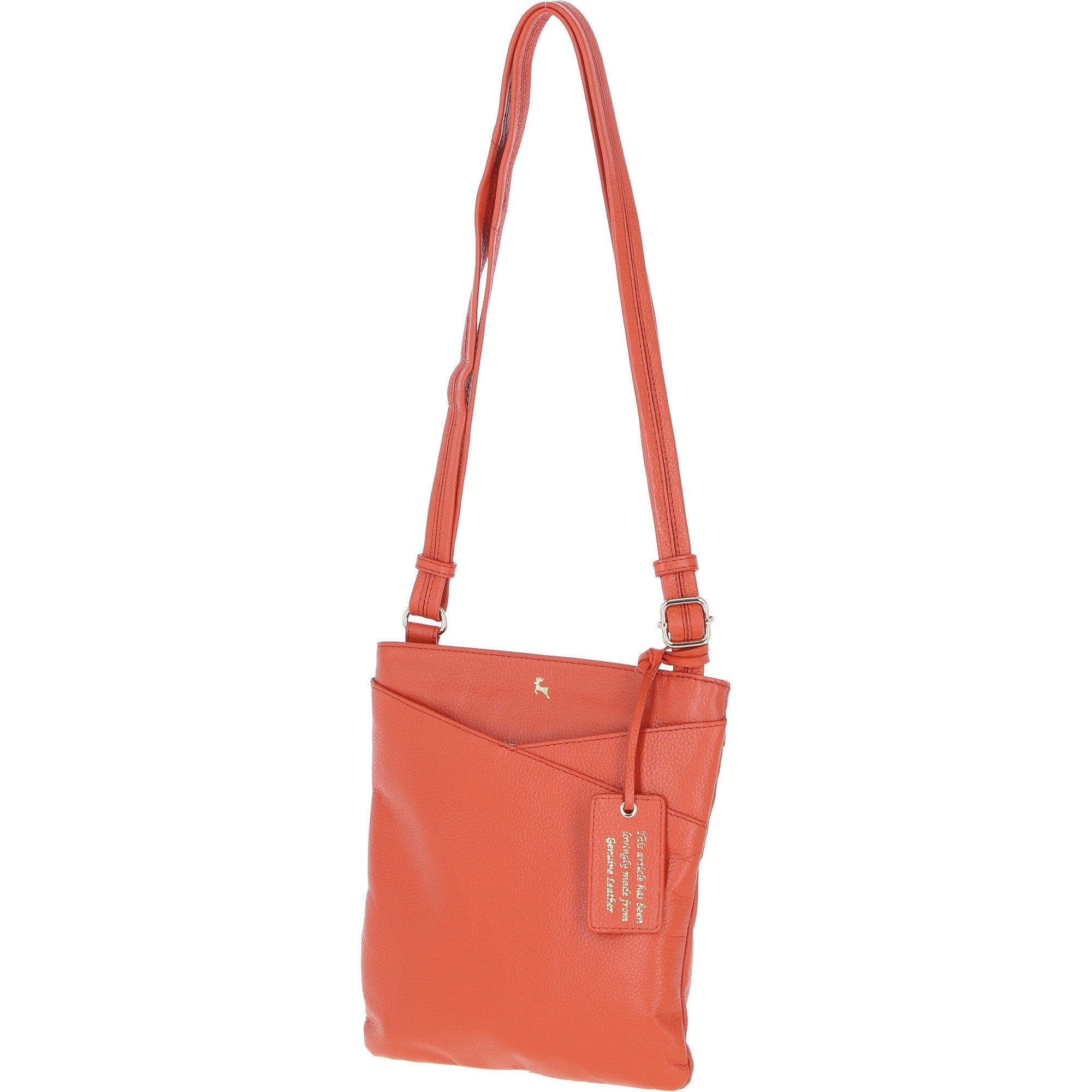 Ashwood Curve  Zip Top Leather Cross Body Bag Burnt Orange: 64640/curve
