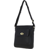 Unisex Michigan Leather Body Bag Black : M-69