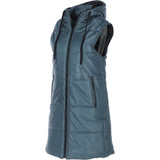 Ashwood Leather Long Gilet with Detachable Hood Grey: Gillet Long