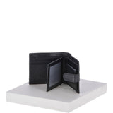 Vegetable Tanned 8 Card, ID & Coins & Zip Billfold Tab Leather Wallet Black : 1258-VT