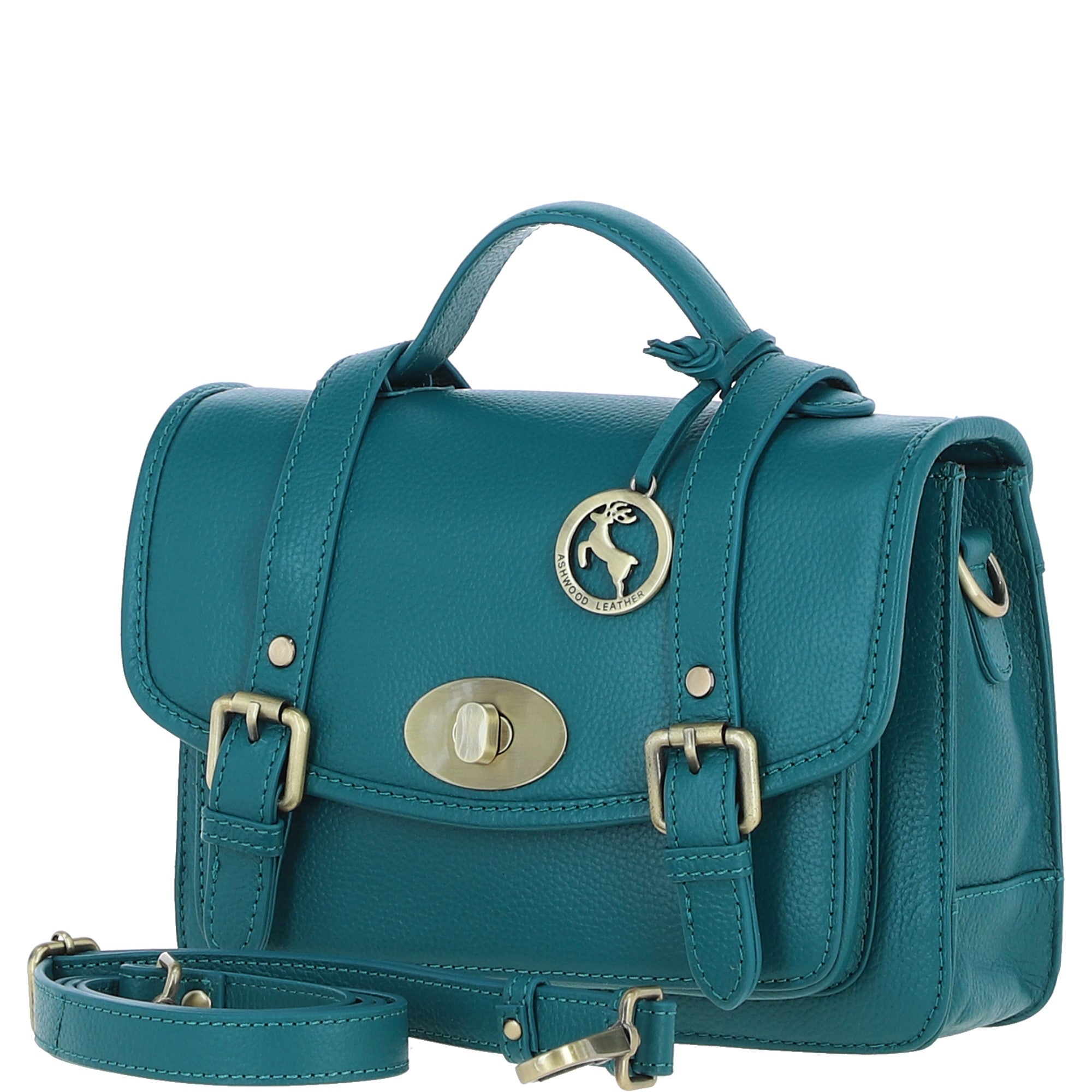 Stylish Ashwood Leather Large Satchel Bag Green: Y-63