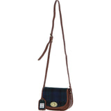 Ashwood Leather & Harris Tweed® Cloth Saddle Crossbody Bag with Twist Lock Tan/Watch: TW-30-04-TW