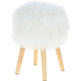 New Zealand Sheepskin Stool Tibetan Ivory: SHORT SHEEPSKIN STOOL
