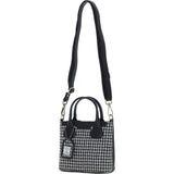 Ashwood Leather & Harris Tweed® Cloth Handbag with Removable Crossbody Strap Black/White: TW-21-012-BW