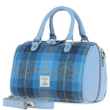 Ashwood Leather & Harris Tweed® Cloth Medium Barrel Bag Blue/Lt-Blue: TW-62-19-bb