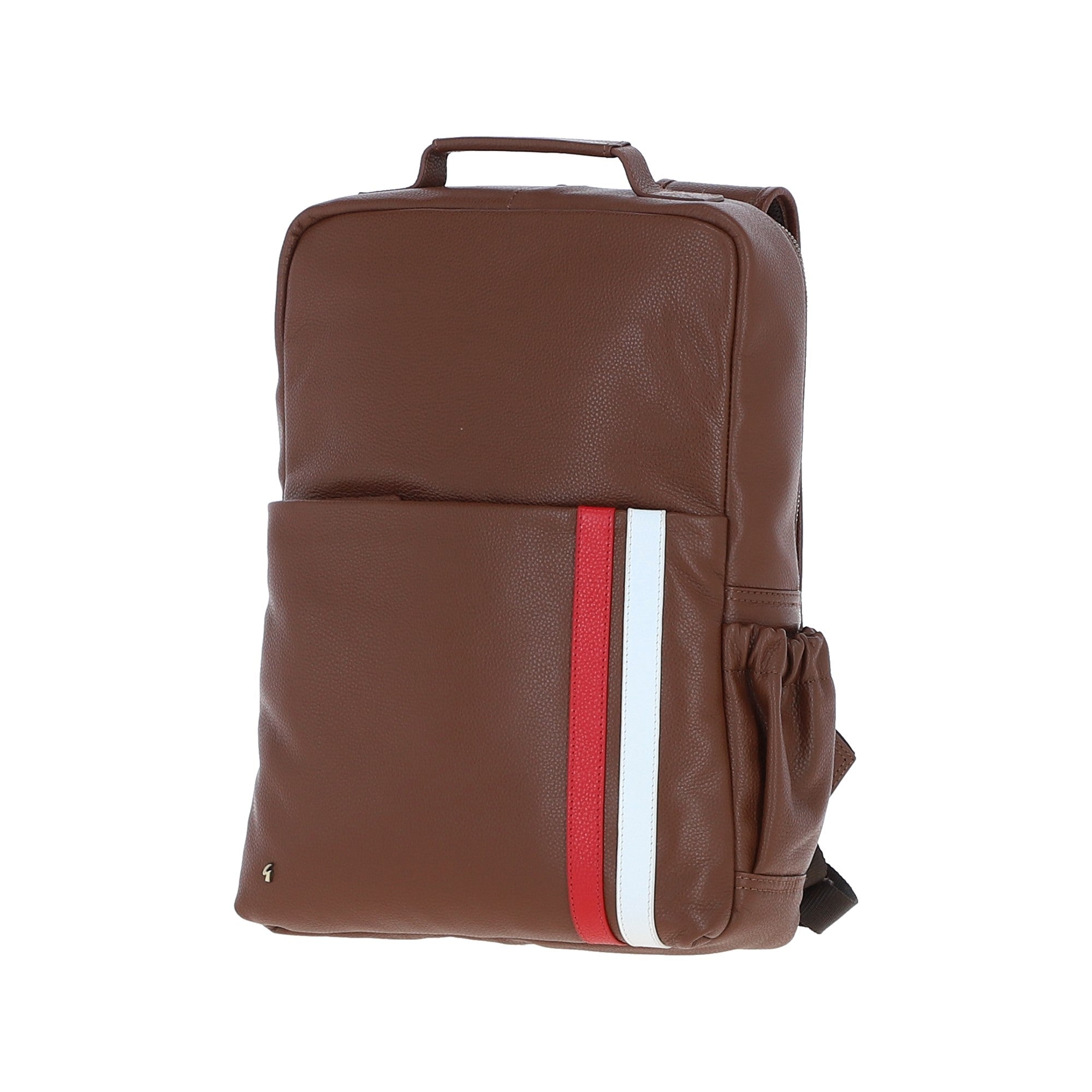Gabicci Leather Backpack with Striped Front Detail Tan: GB-64954