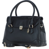 Premium Leather Shoulder Bag with Detachable Crossbody Strap Black: Y-56