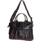 Executive Leather Laptop Bag with Buckle Pockets Brown: TL-008