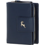 Ashwood Leather RFID Secure Wallet/Purse with Zip and Stud Closure Navy: X-30