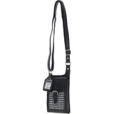 Ashwood Leather & Harris Tweed® Cloth elegance Crossbody Bag Black/White: TW-20-012-BW