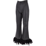 Women's Duck Feather Flared 60's Leather Jeans  Black: DUCK JEANS