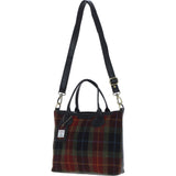 Versatile Ashwood Leather & Harris Tweed® Cloth Shoulder Bag Black/Green/Red: TW-22-07-BR